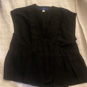 Blue Rain Black Lace Detail Blouse